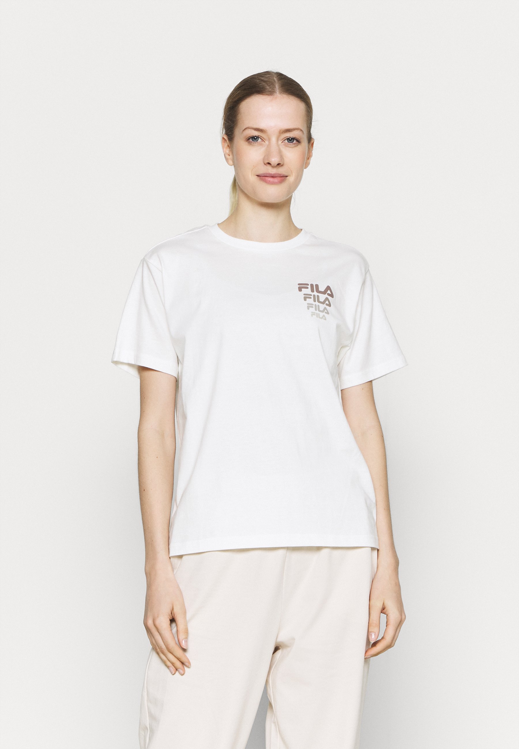 Fila CORA TEE - T-Shirt print - snow white/offwhite
