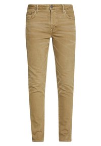 Kaki slim-fit jeans gjorda av en bomullsblandning, med en slät yta, femficksdesign och subtila blekningsdetaljer.