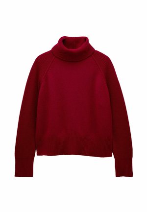 REGULAR FIT - WITH DETACHABLE ROLL NECK - Strickpullover - wine red