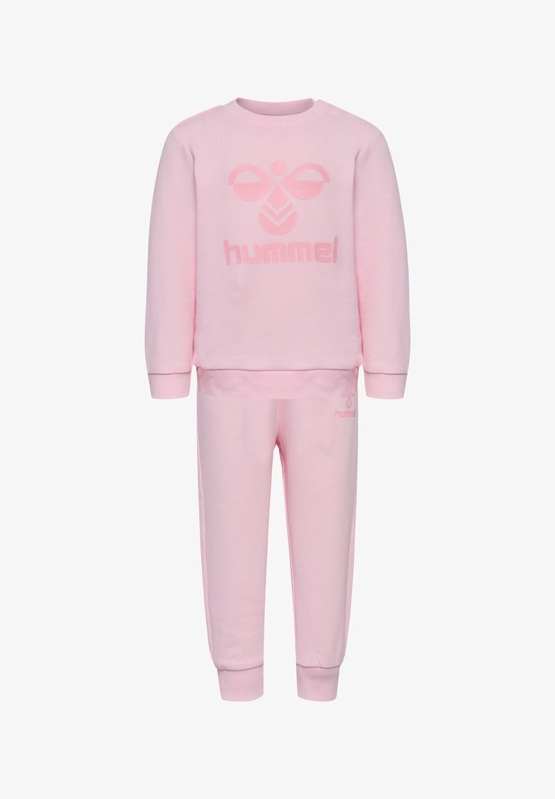 Roze katoen trainingspak met een sweatshirt met ronde hals en een tonale logo, en bijpassende broek met elastische boorden voor een comfortabele pasvorm.