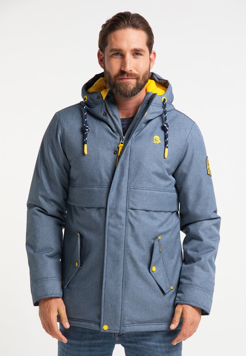 Herren Trenchcoats | Schmuddelwedda Wintermantel marine melange/blau - JS10088 Herren Trenchcoats | Schmuddelwedda Wintermantel marine melange/blau - JS10088