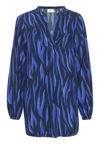 KAFFE Women's Blouse Loose Fit Long Sleeves V-Notch Neck
