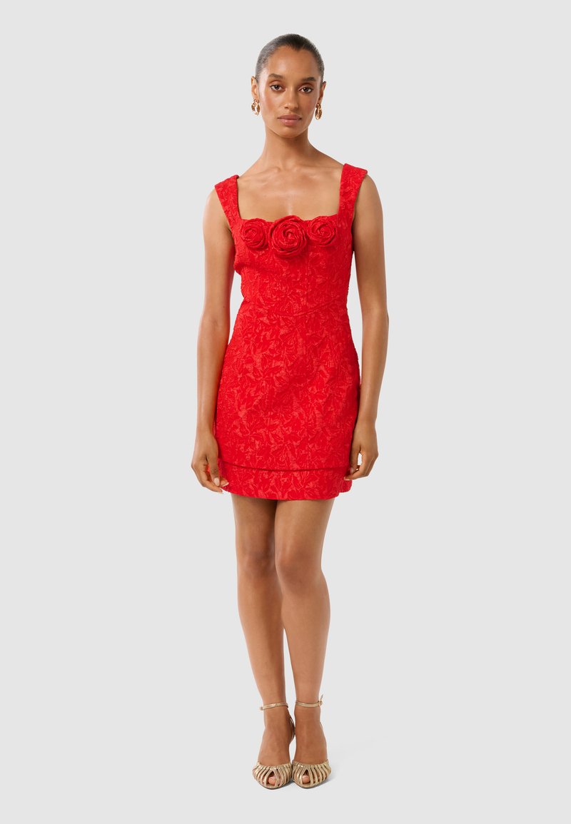 forever new red lace dress Forever New Midi Lace Dress With Frill Sleeve In Berry, $38 | Asos