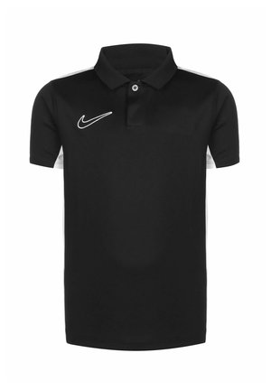 Polo shirt nero con maniche corte, dettagli bianchi sui lati e logo Nike bianco sul petto. Realizzato in un tessuto morbido.