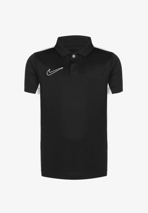 Polo shirt nero con maniche corte, dettagli bianchi sui lati e logo Nike bianco sul petto. Realizzato in un tessuto morbido.