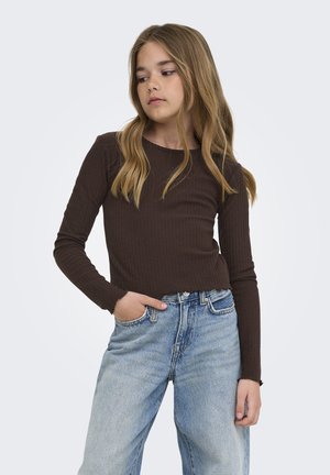 ONLY GIRLS, KOGNELLA O NECK - Top s dlhým rukávom - coffee bean