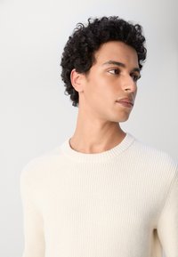 Marc O'Polo CREW NECK STRUCTURED WITH TIPPING - Strickpullover - gray silk