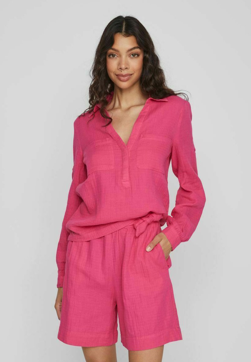 VILA L/S BUTTON - Bluse - pink yarrow/pink - Zalando.de