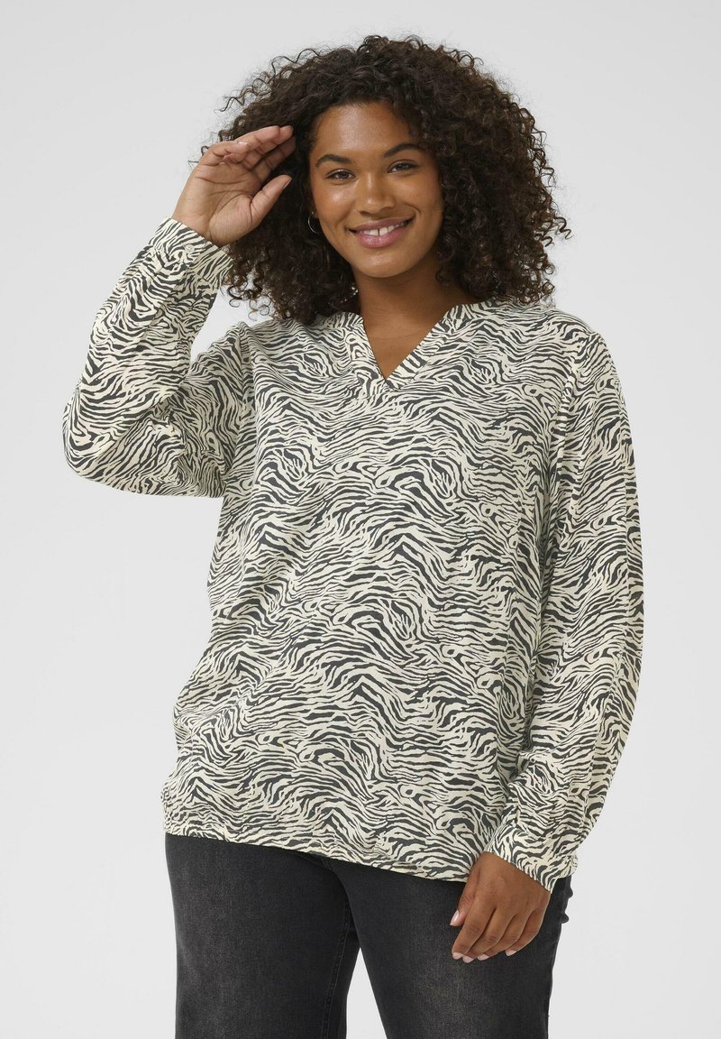 Kaffe Curve DIANA - Bluza - black oyster turtledove animal