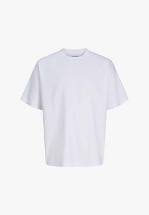 T-shirt blanc uni à manches courtes et col rond, affiché sur fond blanc, vue de face sans logos ni motifs visibles.
