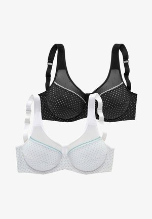 LASCANA, 2PACK - Underwired bra - schwarzweiß weißtürkis