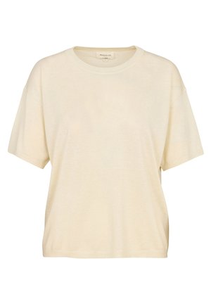 Maglietta a maniche corte color crema con vestibilità comoda, collo rotondo e tessuto morbido. Presenta un design minimale senza loghi o motivi visibili.