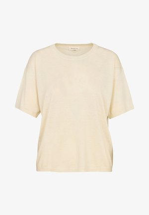 Maglietta a maniche corte color crema con vestibilità comoda, collo rotondo e tessuto morbido. Presenta un design minimale senza loghi o motivi visibili.