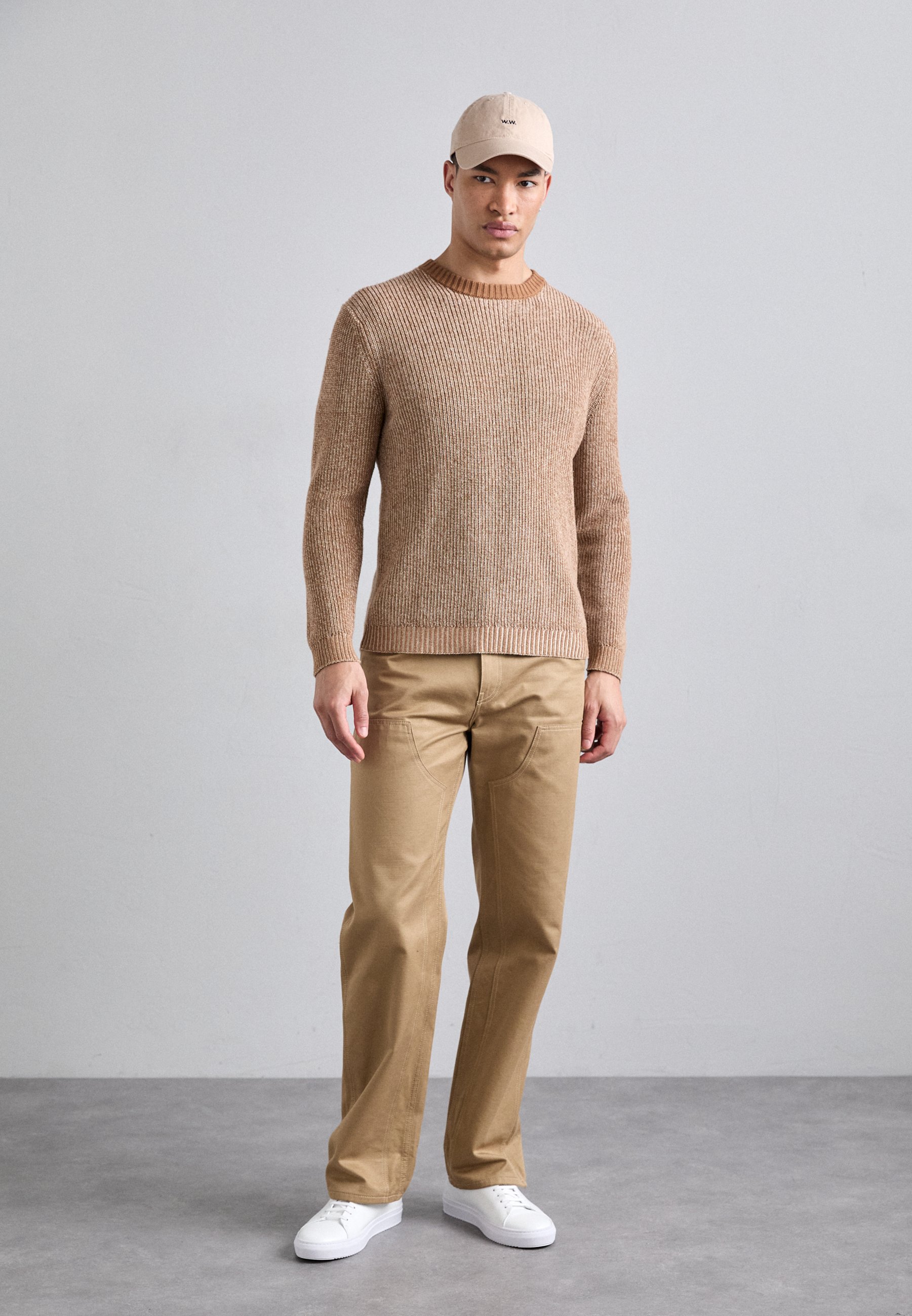 KNITID CASHMERE BLEND MIX RIB CREW - Jumper - mochaccino