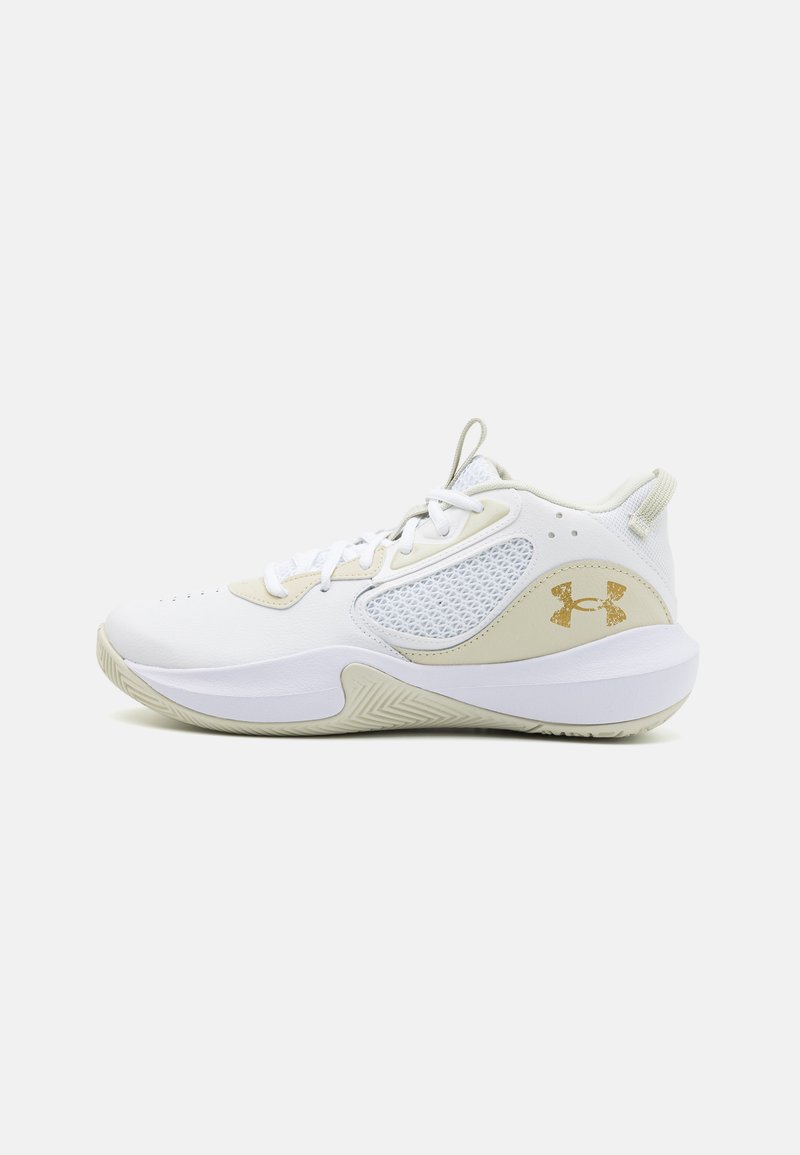 Under Armour - LOCKDOWN 6 - Scarpe da basket - white/silt/metallic gold, Ingrandire