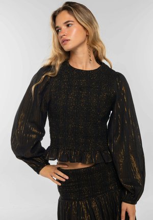 CON Y CUERPO NIDO DE ABEJA - Blouse - black