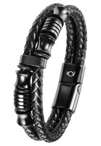 UNIQAL Bracciale Uomo In Vera Pelle DARK BONE Con Teschio In Acciaio Inox - Regalo Con Astuccio