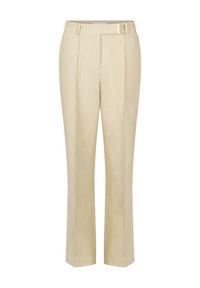 Beige pantalon met een rechte pasvorm, flat front, zijzakken en een rechte pijpdesign. Gemaakt van textiel met een subtiele glans.