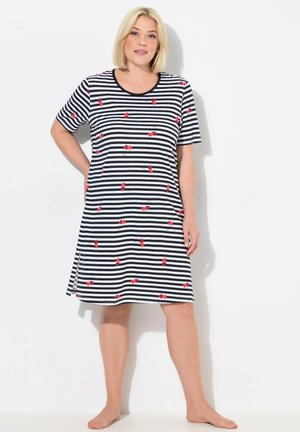 Ulla Popken HEART PRINT SHORT SLEEVE SPLIT NECK SLEEP - Nightie - snow white