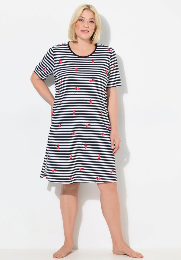 HEART PRINT SHORT SLEEVE SPLIT NECK SLEEP - Nachthemd