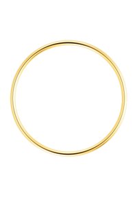 Dünner glatter goldener Hängering mit einem einfachen, nahtlosen kreisförmigen Design auf weißem Hintergrund.