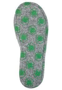 Gray felt insole with green four-leaf clover pattern. Features rounded shape, textured surface, and consistent design throughout.