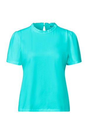 Street One, ROUND-NECK T-SHIRT WITH RUFFLE DETAILS - Camiseta básica - off white