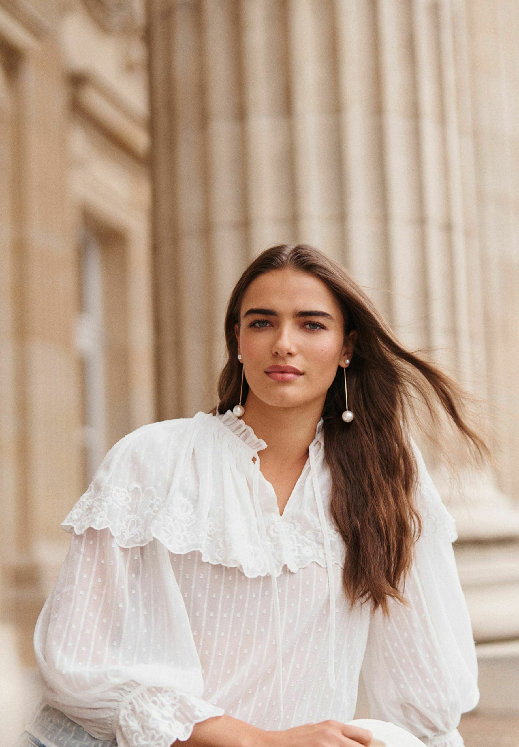 Next SHEER NECK EMBROIDERED - REGULAR FIT - Blouse - ivory