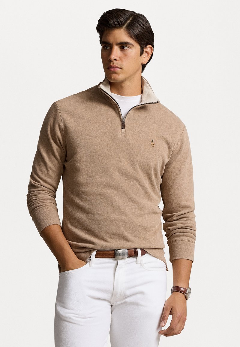 Polo Ralph Lauren - ESTATE-RIB QUARTER-ZIP PULLOVER - Stickad tröja - grey cloud hthr/ex dune int, Förstora