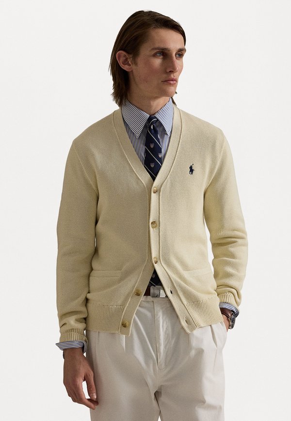 COTTON V-NECK CARDIGAN - Cardigan - andover cream