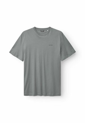 Grå bomulds t-shirt med rund hals, korte ærmer og et lille GABBA-logo foran, med en glat tekstur og klassisk pasform.