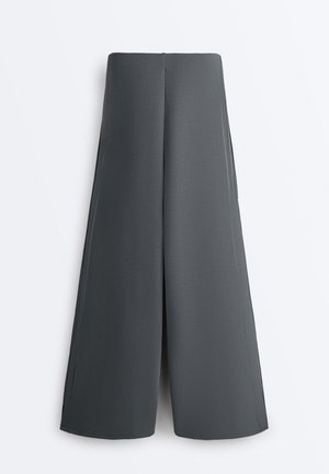 SOFT-TOUCH WIDE-LEG WITH SIDE PLEAT - Nohavice - mottled grey