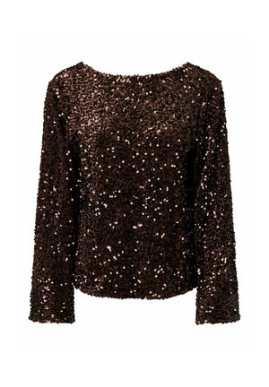 Pieces, TOP PCKAMMY SEQUIN DEEP BACK - Блуза - chicory coffee