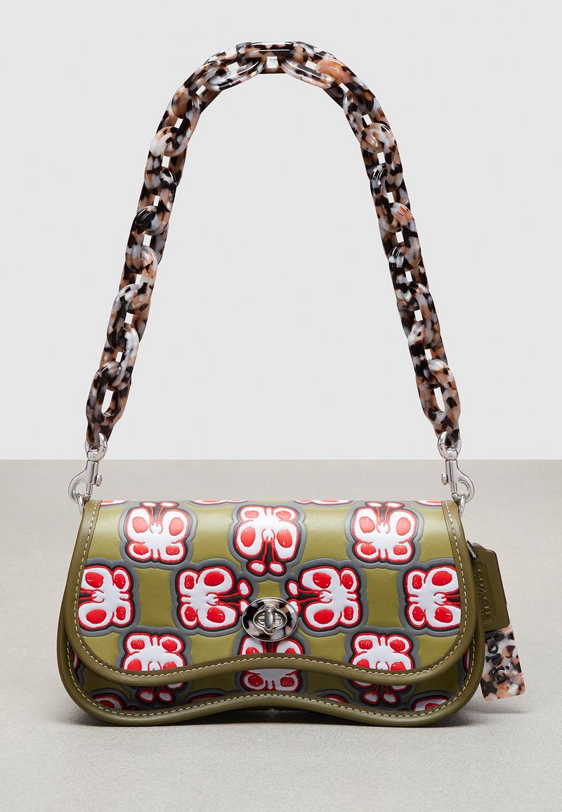 Coach COACHTOPIA WAVY DINKY SHOULDER BAG WITH CHECKERBOARD PRINT Schoudertas olive green