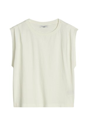 Mouwloos wit katoenen topje met een ronde hals en licht gevoerde schouders, met label Marc O'Polo Denim.