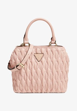 Ruusuvärinen keraaminen käsilaukku, jonka muoto on jämäkkä. Kultasävytteiset varusteet, kaksinkertaiset yläkahvat ja irrotettava olkahihna. Varustettu kohokuvioidulla logolla.