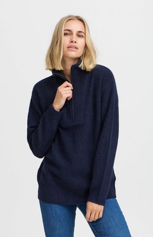 PZASTRA Zipper Roll Neck - Mikina - dark sapphire melange