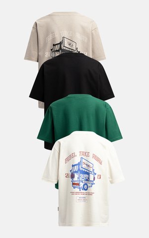 TETONY TEE BOXY FIT 4 PACK - Print T-shirt - mourning dove/rain forest/pristine       black