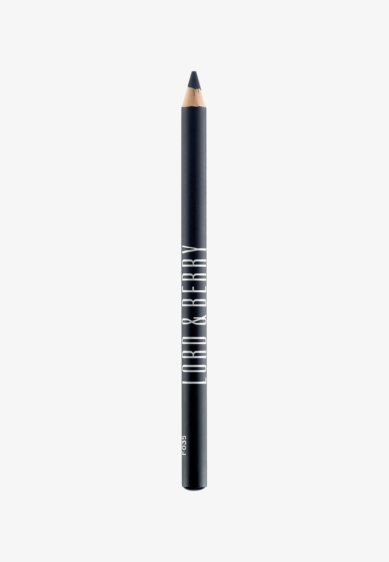 Eyeliner in matita nera con punta affilata e base in legno. Presenta testo di branding stampato in bianco lungo il corpo e codice prodotto in basso.