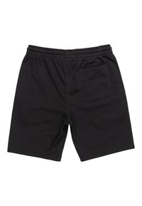 Zwarte katoenen shorts met een elastische tailleband en een enkele achterzak. De stof is glad en heeft een comfortabele pasvorm.