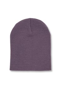 Beanie lavorato a maglia in un colore viola tenue, caratterizzato da una texture morbida e da un design senza cuciture, adatto per un look casual.