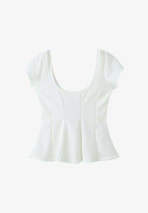 Stradivarius, PEPLUM MINI SLEEVE TOP - T-shirt imprimé - beige