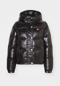 SHINY HOOD BADGE PUFFER - Chaqueta de invierno - black