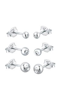 Silverfärgade studörrhängena har en rund bolldesign med små klara kristaller. Stämplade med '92.5' för att ange sterling silverkvalitet. Enkla och eleganta.