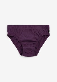 Culottes en coton violet avec taille élastique, coutures froncées et texture lisse. Aucun motif visible ni détails en matériel.