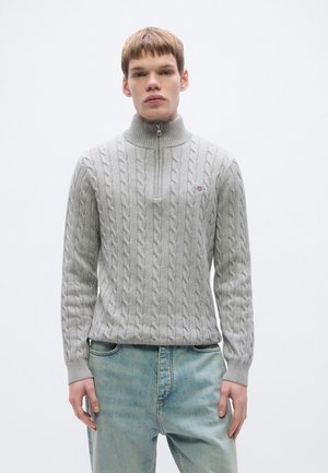 CABLE HALF ZIP - Πουλόβερ - grey melange