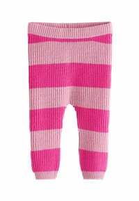 Ribbstickade byxor med växlande rosa och ljusrosa horisontella ränder. Elastisk midja med åtsittande muddar vid anklarna.