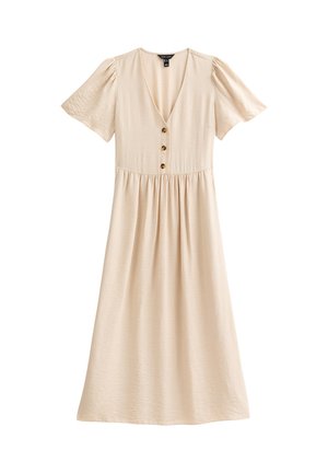 New Look FLUTTER SLEEVE V-NECK MIDI - Shirt dress - pale yellow