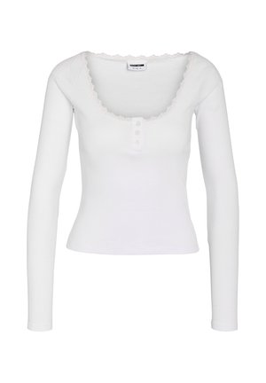Noisy May, NMMAYA L/S LACE HENLEY TOP NOOS - Langarmshirt - bright white