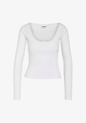 Noisy May, NMMAYA L/S LACE HENLEY TOP NOOS - Langærmet T-shirt - bright white